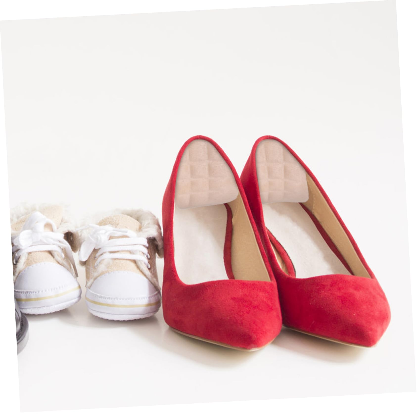 BESTYASH 5 Sätze Massage-einlegesohle Unterstützung Polsterung Ferseneinsätze Schuhe Atmungsaktiv Fersenpolster Für Turnschuhe Fersenkissen Absatzschützer Für Schuhe Gel Beige 4 Paare * 5