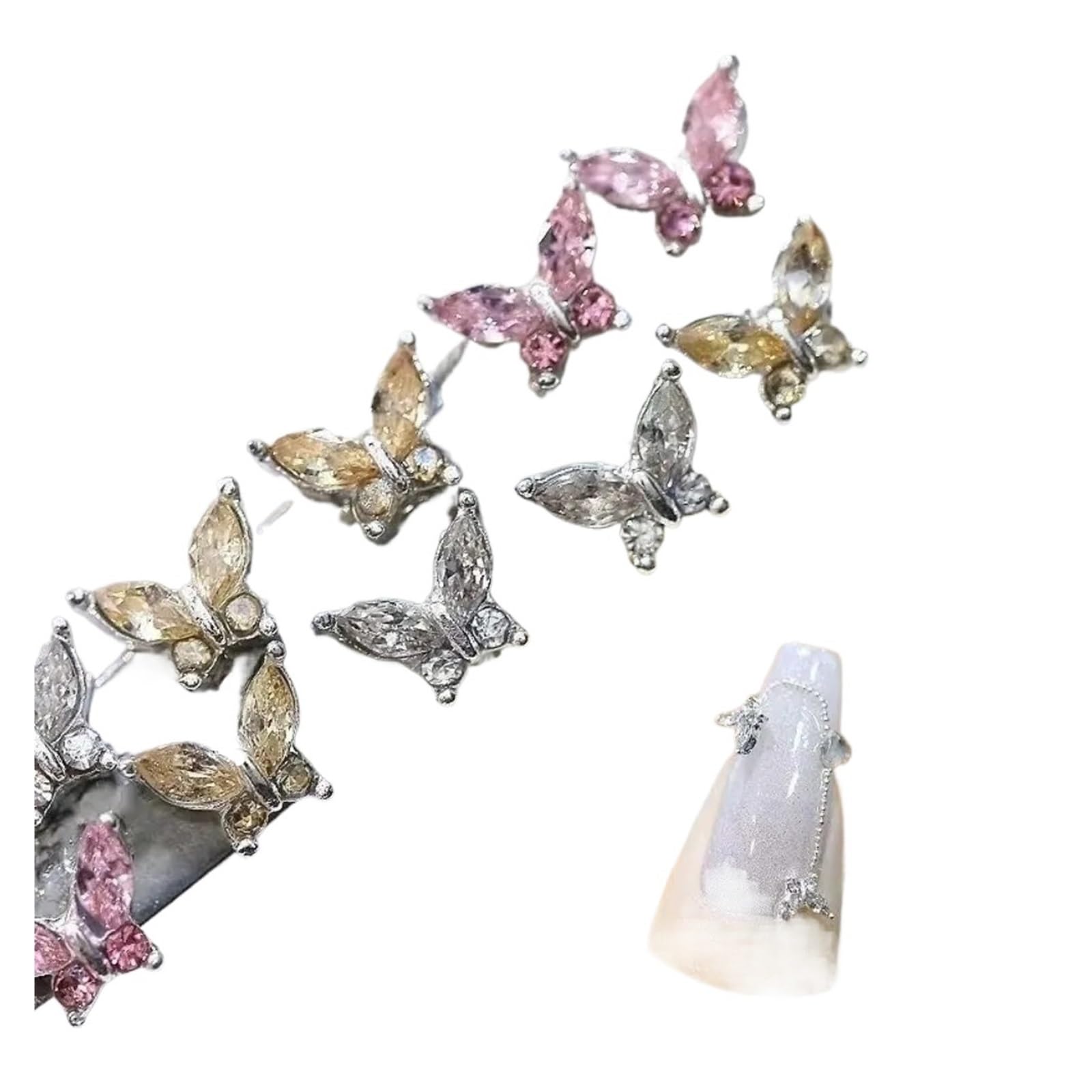 50Pcs Fingertips Butterfly Nail Charm Super Flash Alloy Jewelry Three-Dimensional Accessories Nails