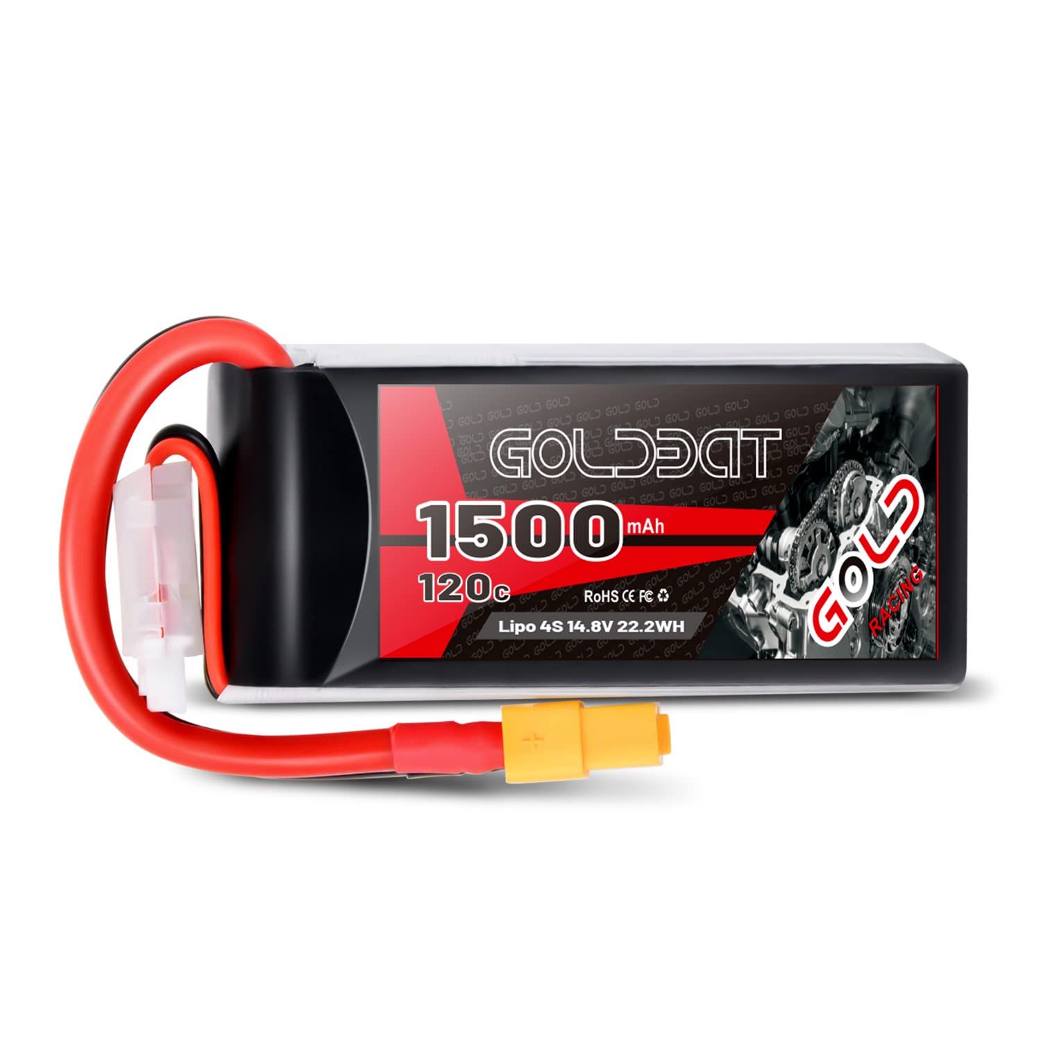 GOLDBAT 4S RC LiPo Battery 1500mAh 120C 14.8V LiPo Battery Softcase Pack with XT60 Plug for Heli Airplane Drone FPV Racing (1 Packs)
