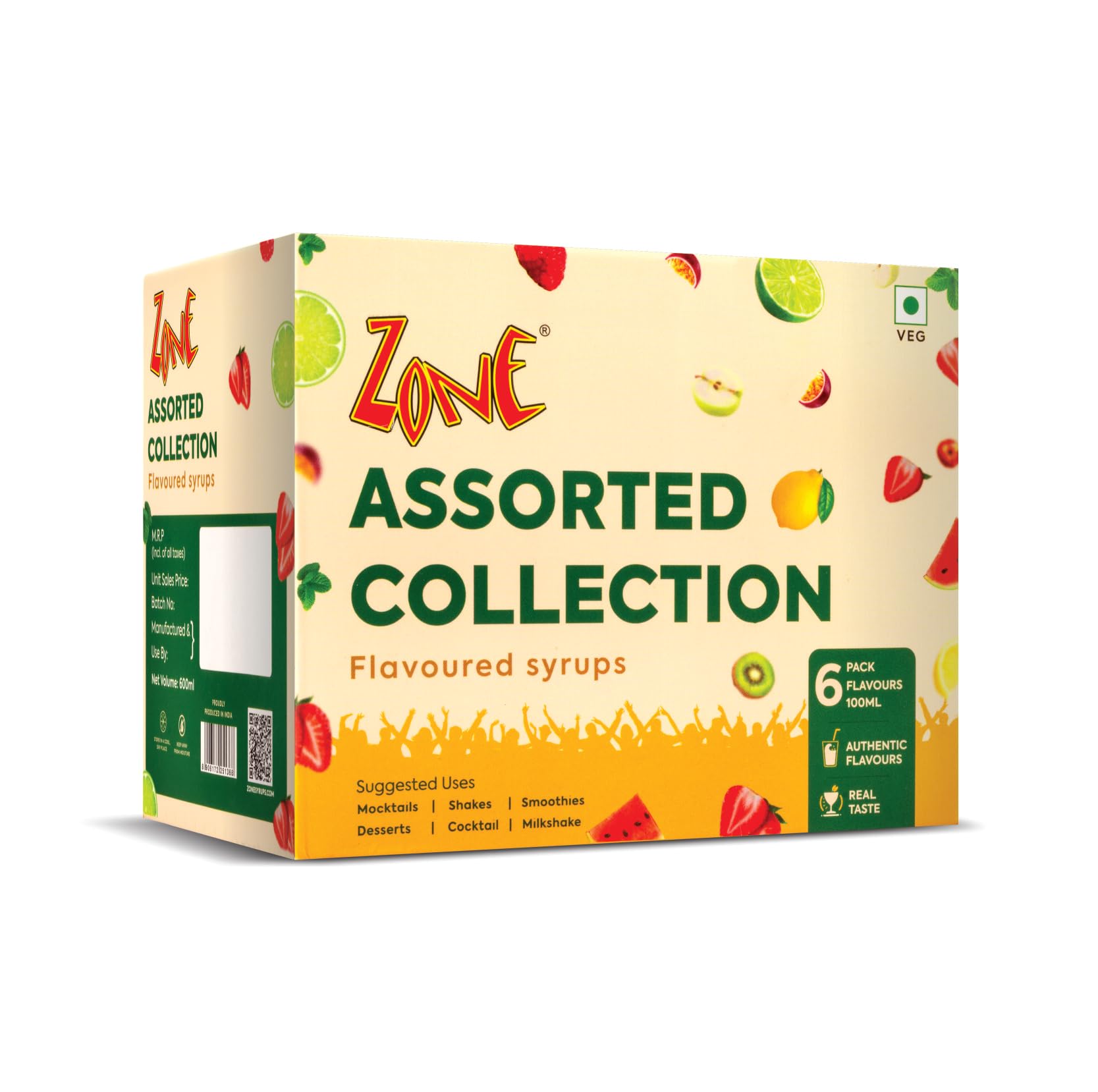 Zone Assorted Syrup Combo Box | 6 Premium Flavoured Syrups (6 x