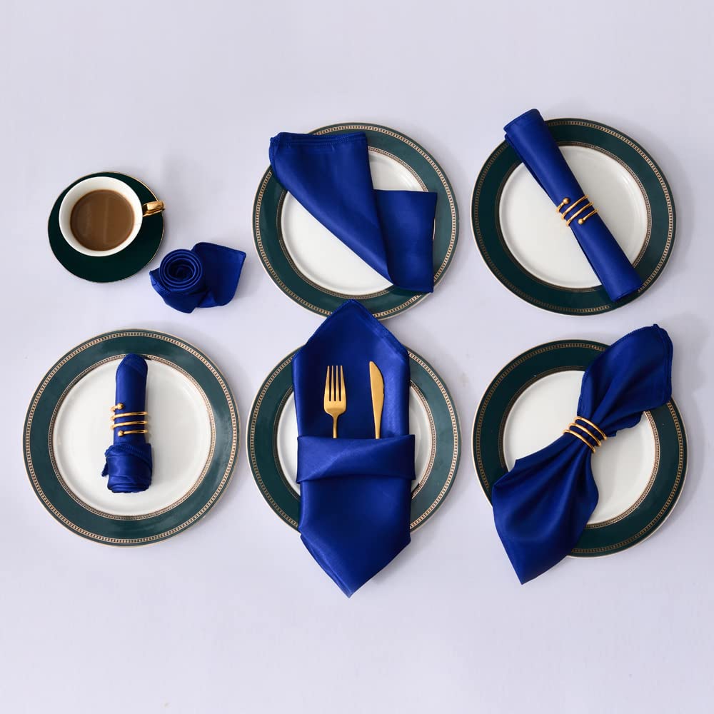 Cloth Dinner Table Napkins, Satin Square Dinner Napkins 50pcs Multicolor(Blue 2)