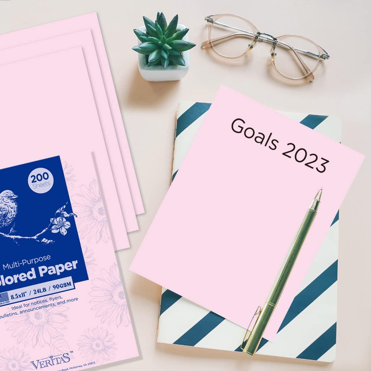 WritePads Veritas Color Copy Paper,Multi-Purpose paper,Colored Printer Paper 8.5” x 11”, 24 lb / 90 GSM,Pink,200 Sheets (1 Reams)，Made in USA image 4