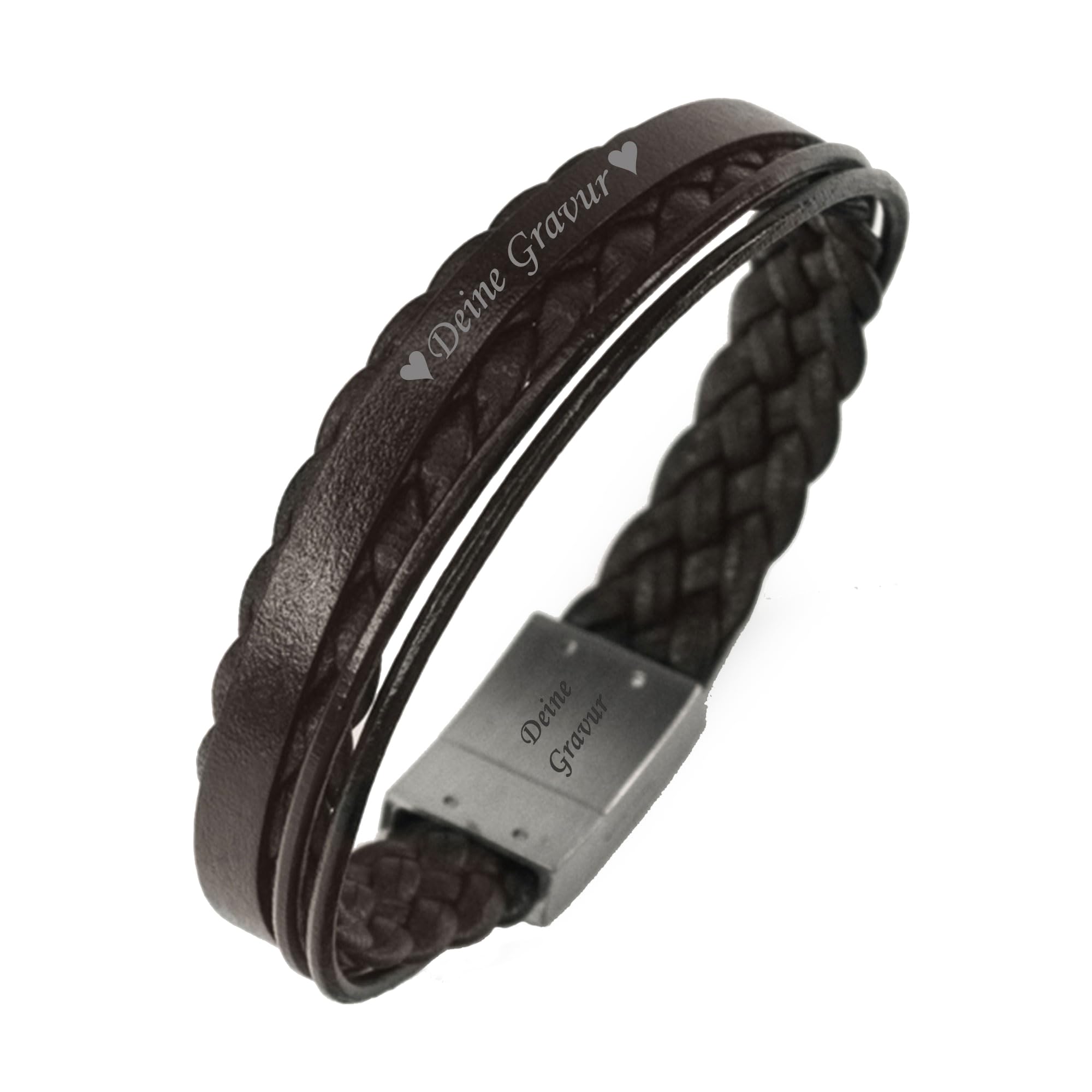 Lederarmband Herren mit Gravur - Personalisierbar mit Namen oder Datum - in braun oder schwarz - Geschenk zum Valentinstag - Männerarmband für Papa