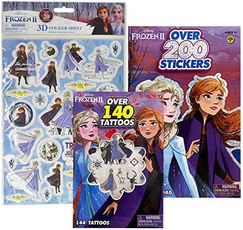 Disney Frozen Princess Value Stickers Set - Colorful Fun Raised 3D Puffy Stickers, Sticker Book and Tattoo for Kids Girls Gift, Goodies, Party Favor, Scrapbooking, Craft, Activity, Play, School