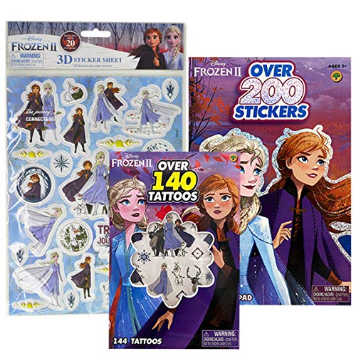 Disney Frozen Princess Value Stickers Set - Colorful Fun Raised 3D Puffy Stickers, Sticker Book and Tattoo for Kids Girls Gift, Goodies, Party Favor, Scrapbooking, Craft, Activity, Play, School