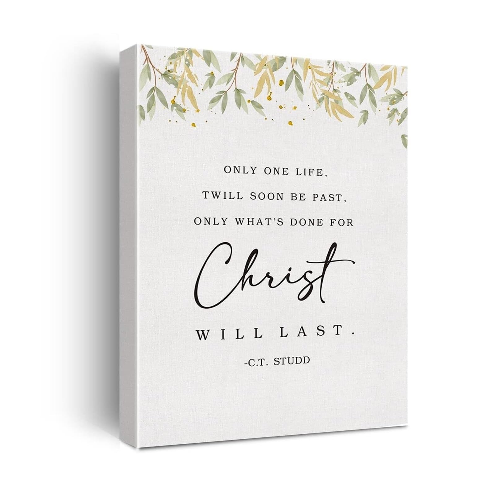 XGINERFEX Watercolor Scripture Art on Canvas - “What’s Done for Christ Endures”, Motivational Christian Wall-Art for Contemporary Home, Office, Library, Church Foyer(Framed,12x18inch(30x45cm))