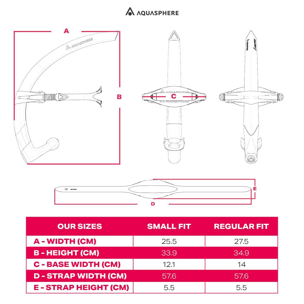 Aquasphere Focus Snorkel - Trainingsschnorchel mit Verstellbarer Kopfstütze, Wasserableitung, Silikonmundstück Stabilität beim Schwimmen, Pool & Schwimmen