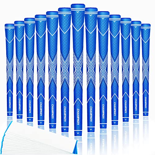 CHAMPKEY Traction-X Golf Grips 13 Pack | High Traction and Feedback Rubber Golf Club Grips | Choose Between 13 Grips with 15 Tapse and 13 Grips with All Kits CHAMPKEY Traction-X Golf Grips 13 Pack | High Traction and Feedback Rubber Golf Club Grips | Choose Between 13 Grips with 15 Tapse and 13 Grips with All Kits