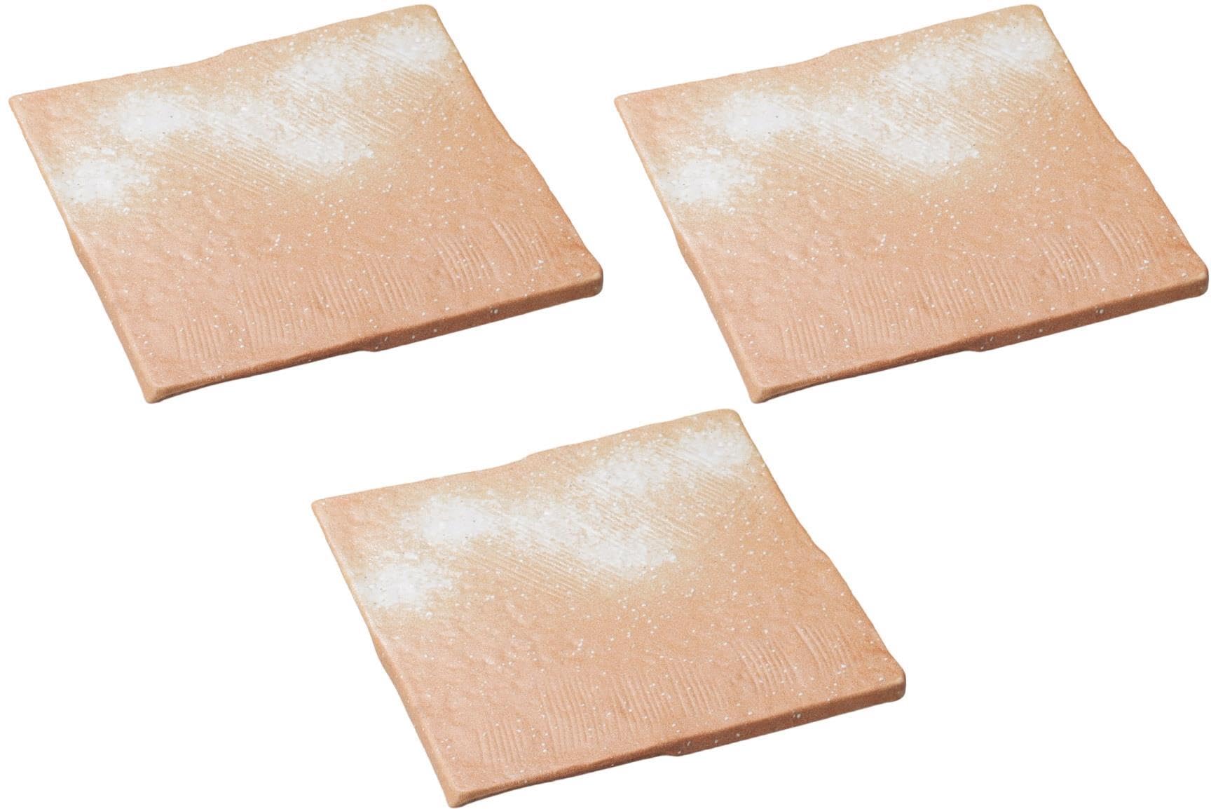 Amazon.co.jp: 3個セット 赤志野白吹玄19cm正角皿 [ 19×19×1.7cm