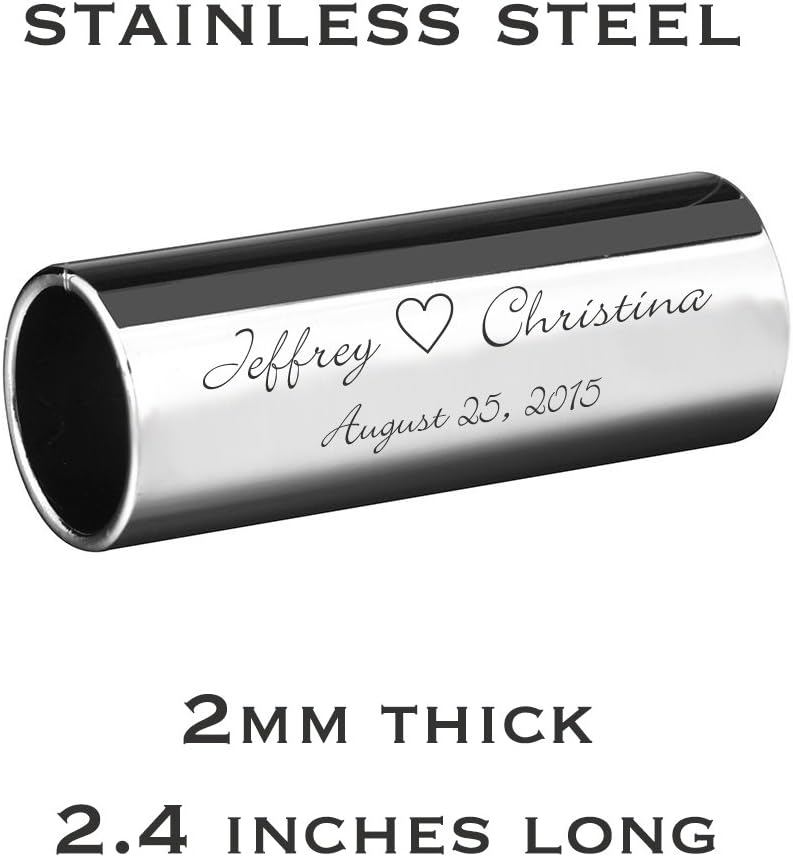 Personalized Stainless Steel Guitar Slide Custom Engraved Free - Musician’s Accessory - Gift for Guitar Players, Free Engraving - Ships from USA