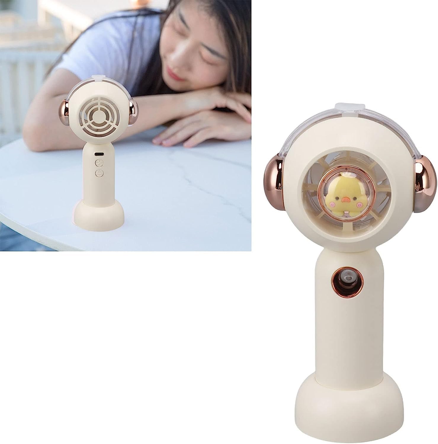 ZUMAHA Ventilatore Portatile Mini Ventilatore a 3 impostazioni di velocità, Ventola di Raffreddamento nebulizzata, Ventola Personale Ricaricabile Tramite USB, Ventola Portatile Portatile Multiuso