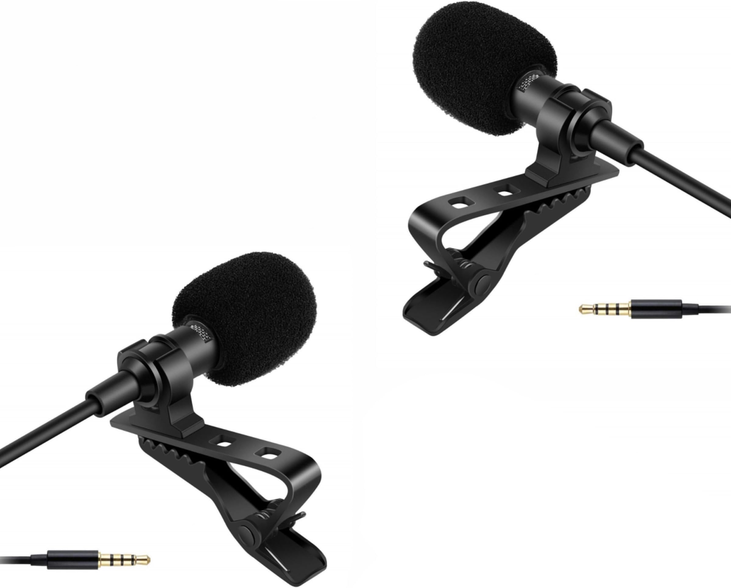 Humble Dynamic Lapel Collar Mic Voice Recording Filter Wired Microphone for Singing YouTube Smartphones, Black Pack of 2