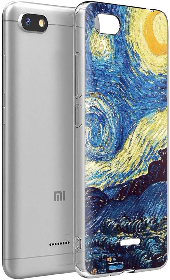 Zhuofan Plus Funda Xiaomi Redmi 6A, Silicona Suave Clara Transparent TPU Gel con Diseño Print Pattern Anti-rasguños Shockproof Protactivo Cover para Xiaomi Redmi 6A, Cielo Estrellado