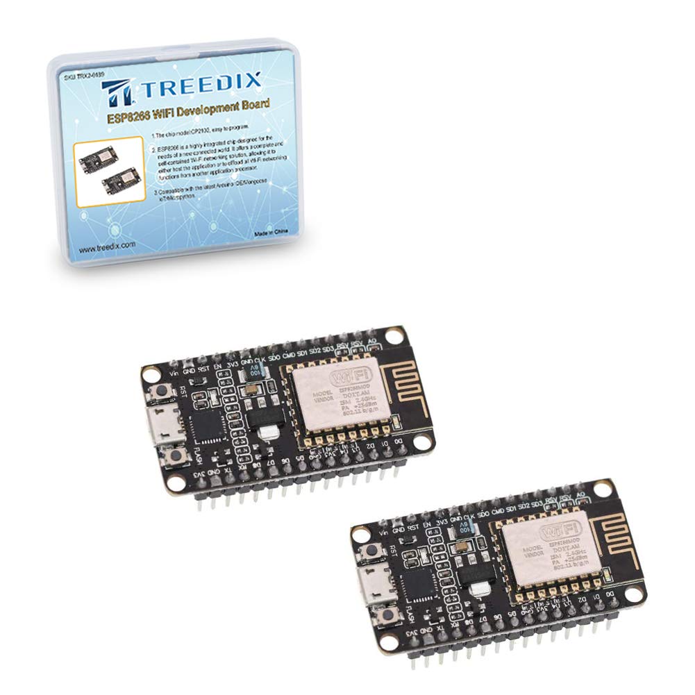 Treedix 2pcs ESP8266 CP2102 ESP-12E Internet WiFi Development Board Compatible with NodeMCU LUA Compatible with Arduino IDE