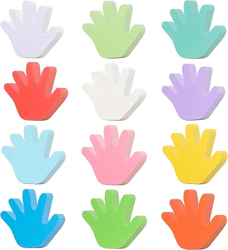 144 recortes de mano de papel, recortes en forma de mano de varios colores, recortes en forma de huella de mano, recortes de papel creativo en