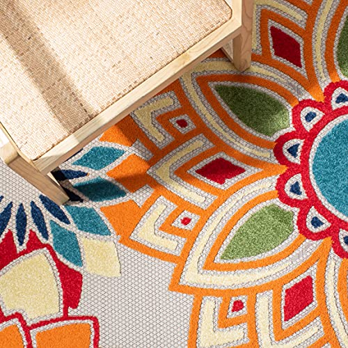 Tapete rectangular SAFAVIEH 6'7" x 9' Ivory y naranja miniatura 6