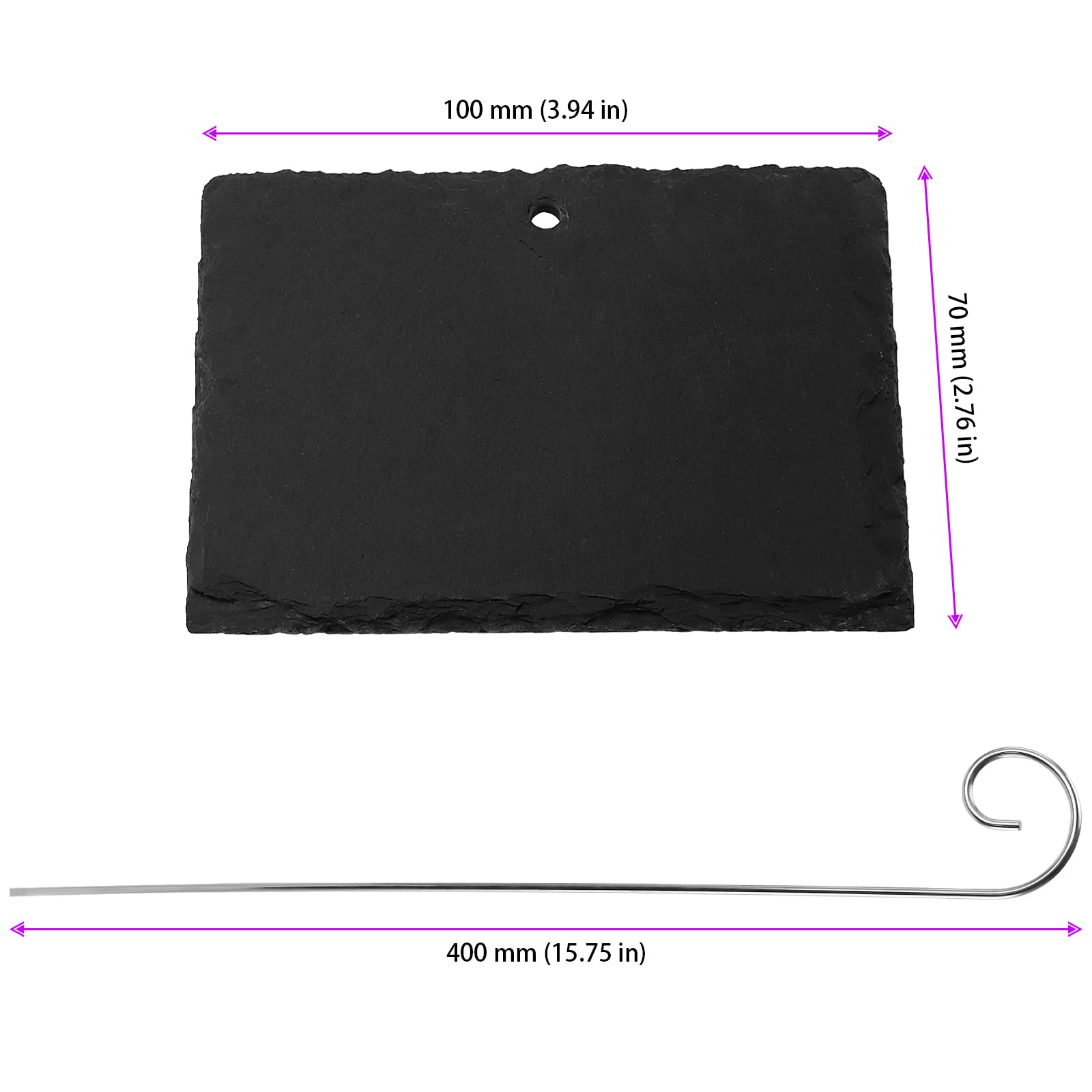 12 sztuk tabliczek na rośliny do opisania, łupek, 10 x 7 cm, z metalowym prętem 40 cm, etykiety na rośliny, łupek, do ziół i tabliczek