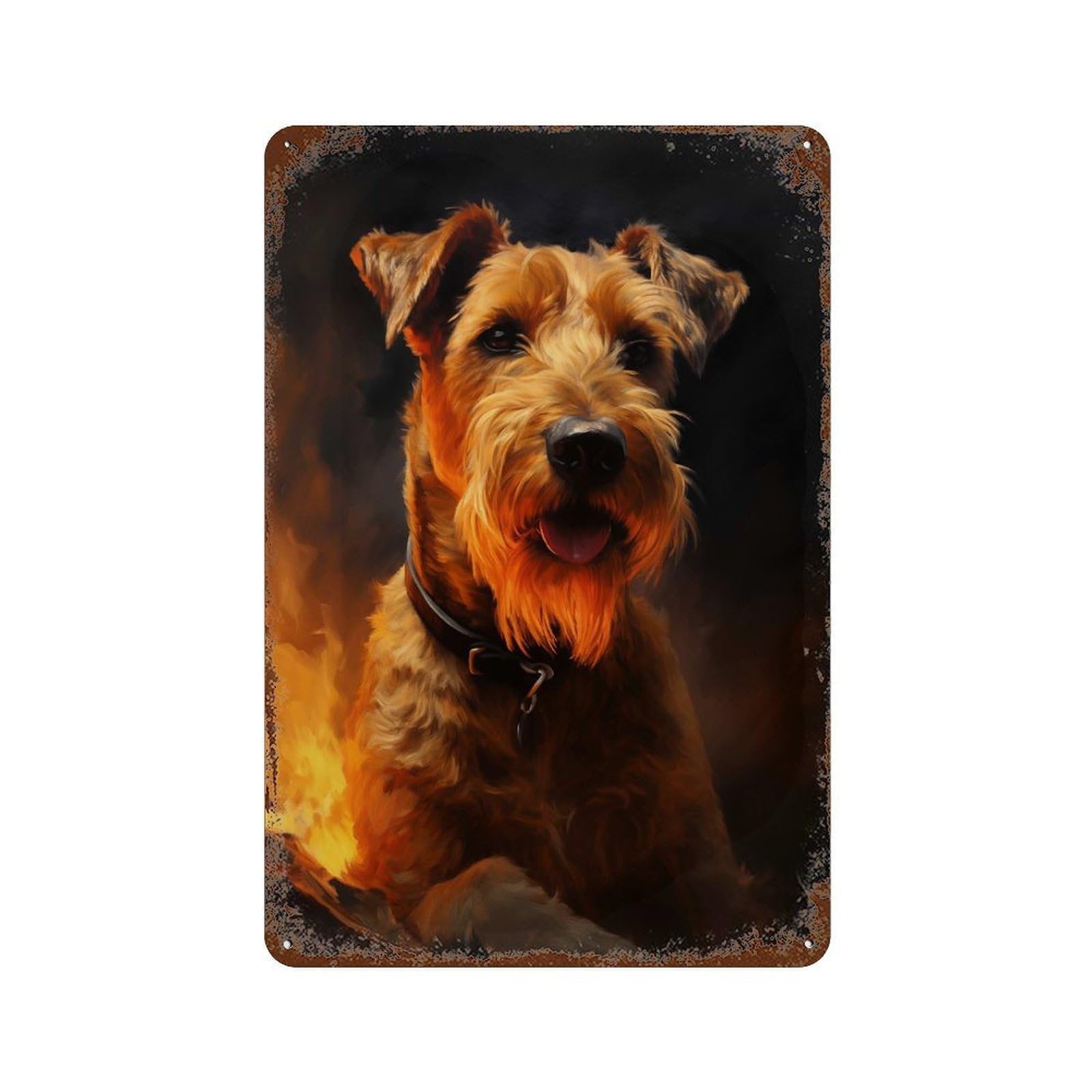 Garage Style Irish Terrier Portrait Distressed Metal Wall Sign 11.8"x7.9", Decorative Metal Wall Art for Bar And Workshop