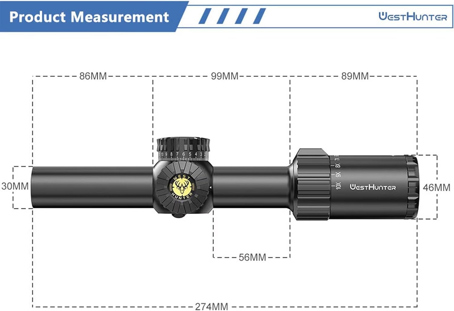 WestHunter Optics HD GEN2 1-10x24 IR LPVO Riflescope, 30 mm Tube Second Focal Plane Illuminated 1/4 MOA Presicion Compact Rifle Scope for Shooting Competition