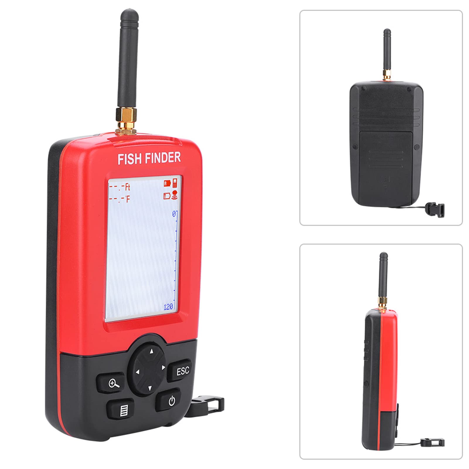 Drfeify Bezprzewodowy Detektor Ryb z Czujnikiem Sonarowym 100 M i | ABS Konstrukcja, Sonar 125kHz, Zakres Głębokości 0,6-36m, Kąt Wiązki 90°, do Połowów w Jeziorze i Morzu