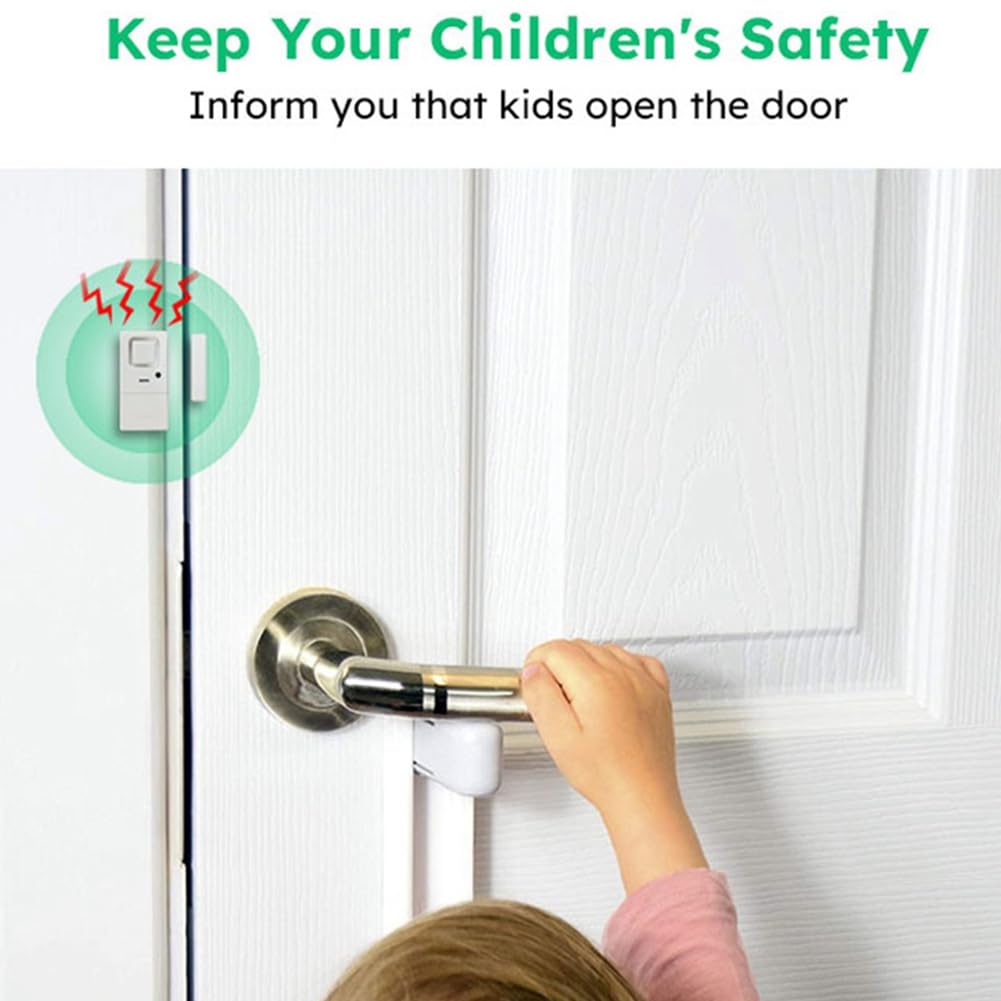 Alarmas de Puerta y Ventana, Volumen Ajustable, Timbre/Alarma, Sensor de Alarma de Puerta y Ventana para Seguridad del Hogar, Seguridad para Niños, Paquete de 4