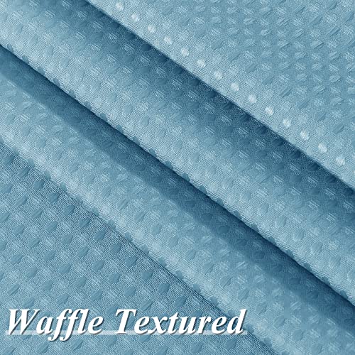Blue Hotel Grade Double Shower Curtain With Snap In Liner Modern Elegant Ombre Shower Curtain Set For Bathroom, 12 Hooks Included - Waffle Weave Shower Curtain, Waterproof & Washable, Blue And White #TOP3