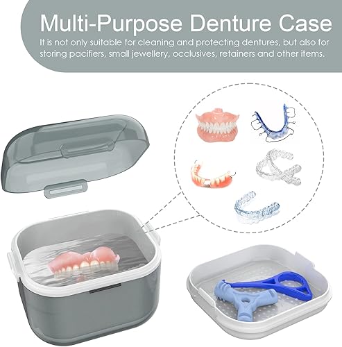 Miniatura 4 de ARGOMAX Estuche de prótesis dental, Copa de prótesis para remojar dentaduras postizas, Limpieza a fondo de dentaduras postizas, retenedor, aparatos