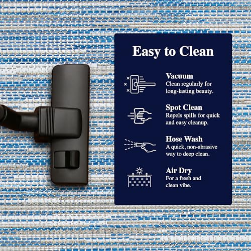 Couristan Monte Carlo Coastal Breeze Area Rug – 3'9" x 5'5" Blue Ocean Striped Indoor Outdoor Flatwoven Rug – UV-Stabilized Hose-Washable Easy Clean Home Decor – Patio, Porch or Living Room - Image 9