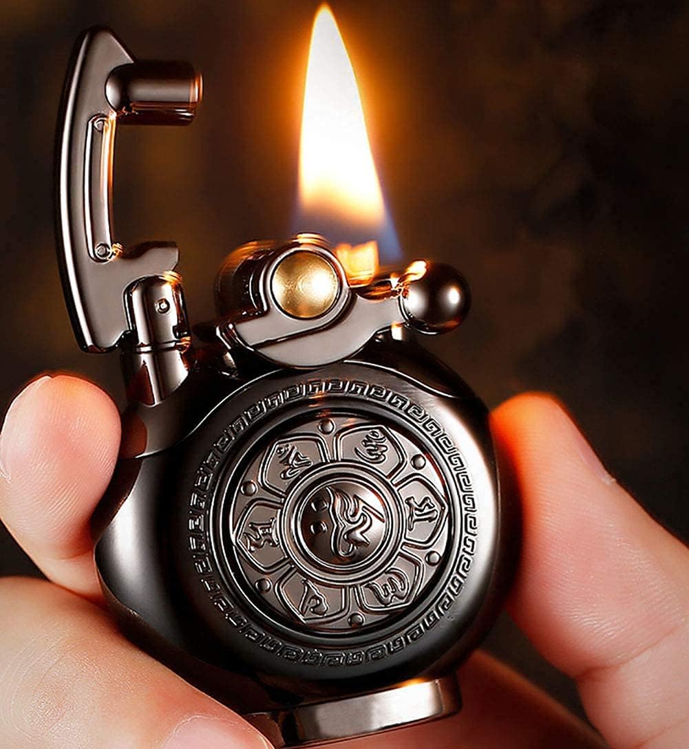 Morisk Vintage Trench Lighter, Cool Pipe Lighters Fluid Refillable for Smoking, Windproof Reusable Antique Classic Flame Lighter for Cigarette Cigar Tobacco, Unique Birthday Gifts for Men Dad Husband