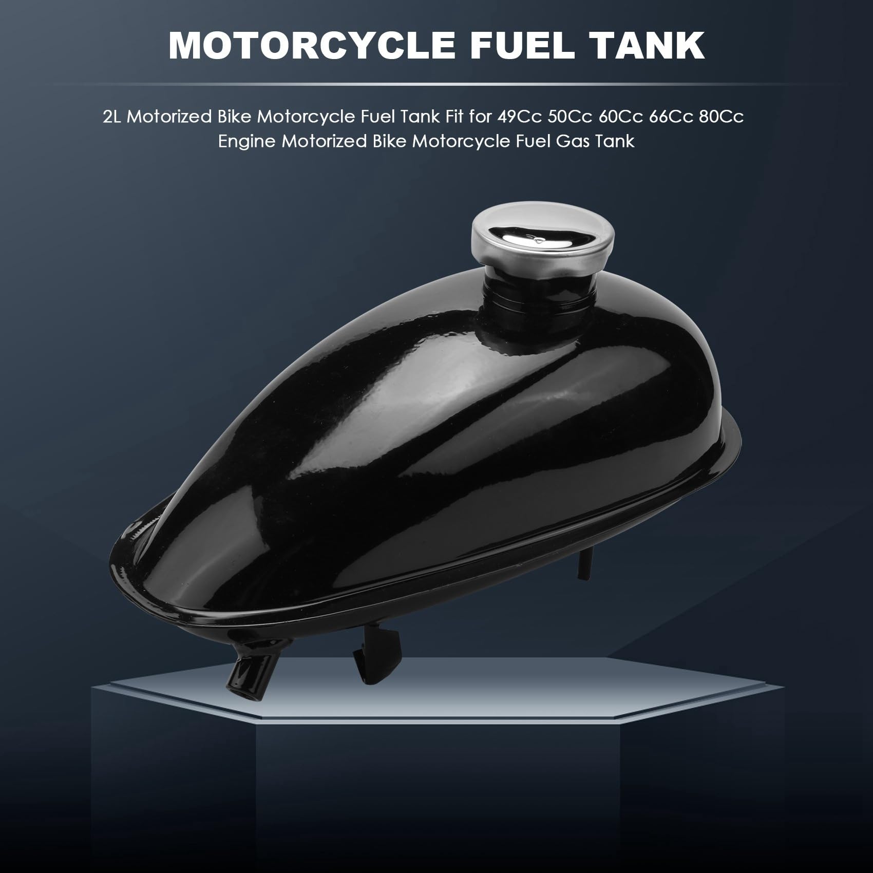 Motorized Bike Fuel Tank, 4L / 1 Gal Replacement Gas Fuel Petrol Tank For 49CC 66CC 80CC