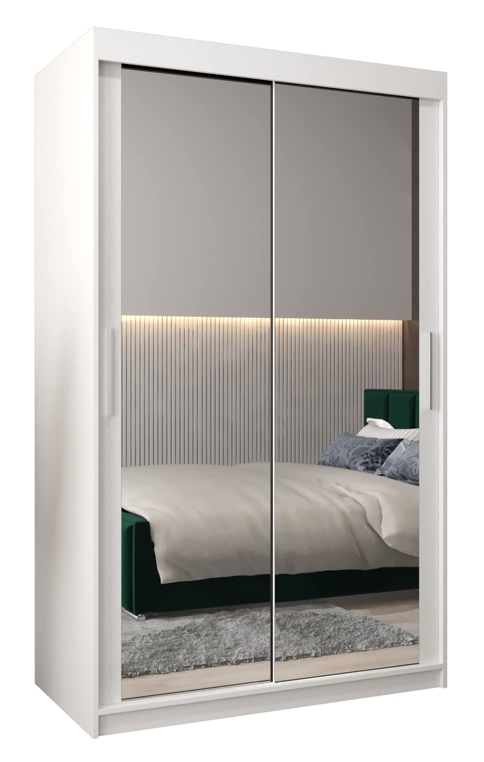 ABIKSMEBLE Armoire Tokyo 3 Avec Porte Coulissante Miroir - Dressing Adulte - Penderie Vêtement - Garde Robe - Placard Chambre - Closet