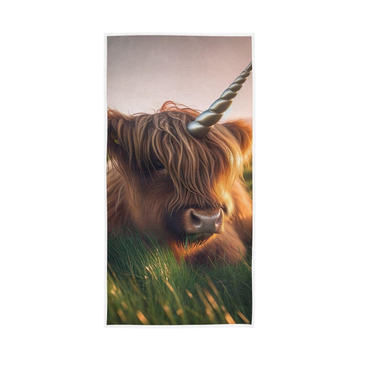 LSRCPD Highland Cattle with a Horn of Unicorn Hand Towels, Hand Towels and Wash Cloths for Bathroom 15 x 30 Inches