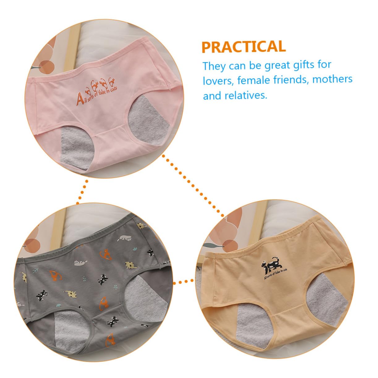 BESTYASH Bragas Periodo Menstrual Bragas Para Mujeres Calzoncillos Menstruales Pantalones De Lino De Las Mujeres Inconformista Menstrual Ropa Interior De Época Algodón