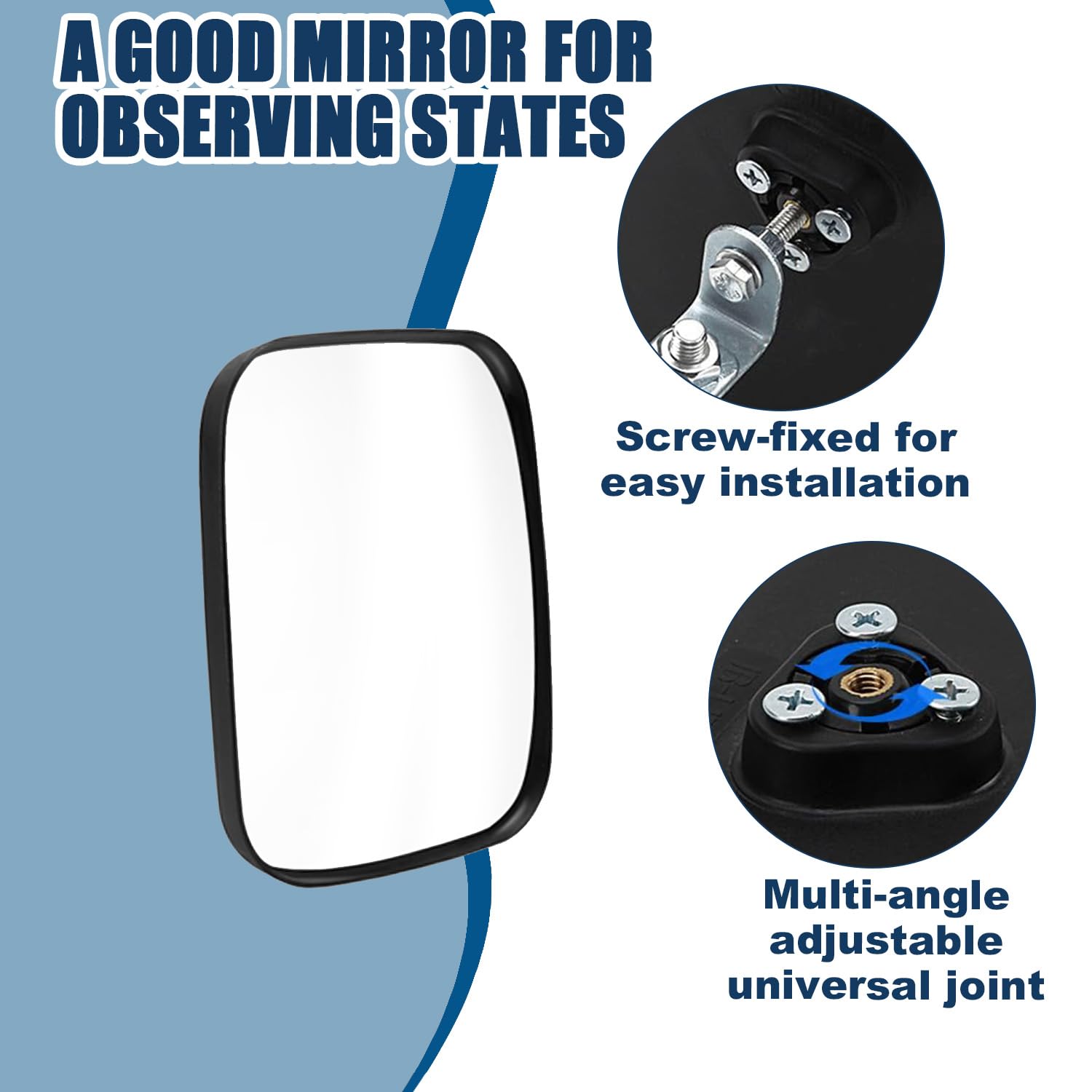 Verkehrsspiegel Viereckig 19 x 16 cm, Konvexspiegel Verstellbarer Weitwinkel Innen Außen, Convex Traffic Mirror Square Sicherheitsspiegel für Garage Ausfahrten Parkplatz Geschäfte Krankenhaus