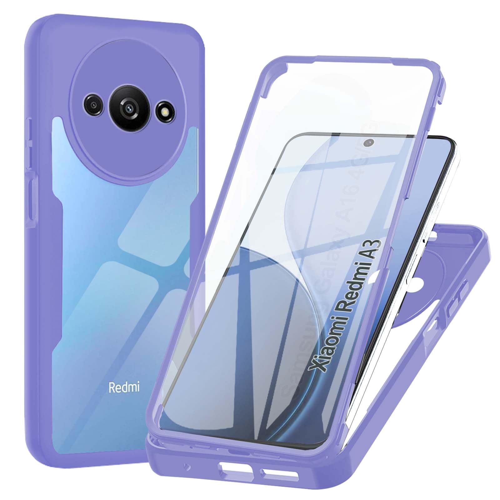 KZIOACSH Cover per Xiaomi Redmi A3 + [2 Pack] Vetro Temperato,Ultra Sottile, Antiurto,AntiGraffio Morbida TPU Silicone Custodia,Trasparente