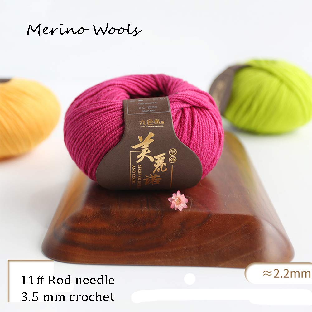 300G 100% Merino Bolas de Lana para Tejer suéteres Crocheting Y Bufandas, Suave y cálido, 24 Colores Disponibles, Medio Grueso Hilo,20