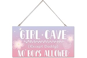 Girls Only Sign - Cute Purple Wall Decor for Bedroom, Kids Room (No Boys Allowed!)