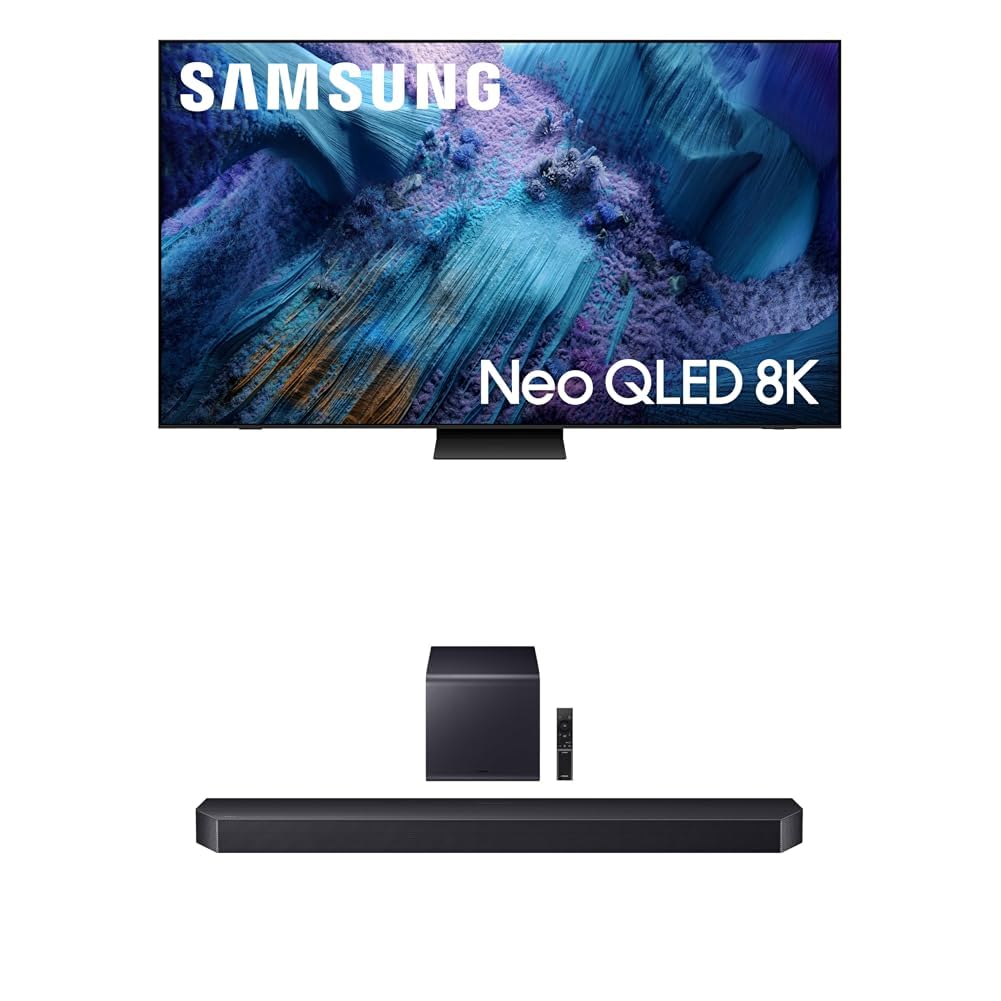 Samsung 85-Inch Class Neo QLED QN990F 8K Mini LED Smart TV (2025 Model) NQ8 AI Gen3 Processor, 8K AI Upscaling Pro + Samsung Q-Series Soundbar HW-Q900F 7.1.2 ch Subwoofer (2025 Model)