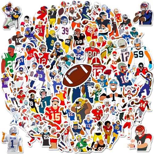 100pcs Football Stickers for Kids Cool Sport Football Waterproof Vinyl Decal for Girl Teen Adult Water Bottle Laptop Phone Computer Skateboard Luggage Notebook
