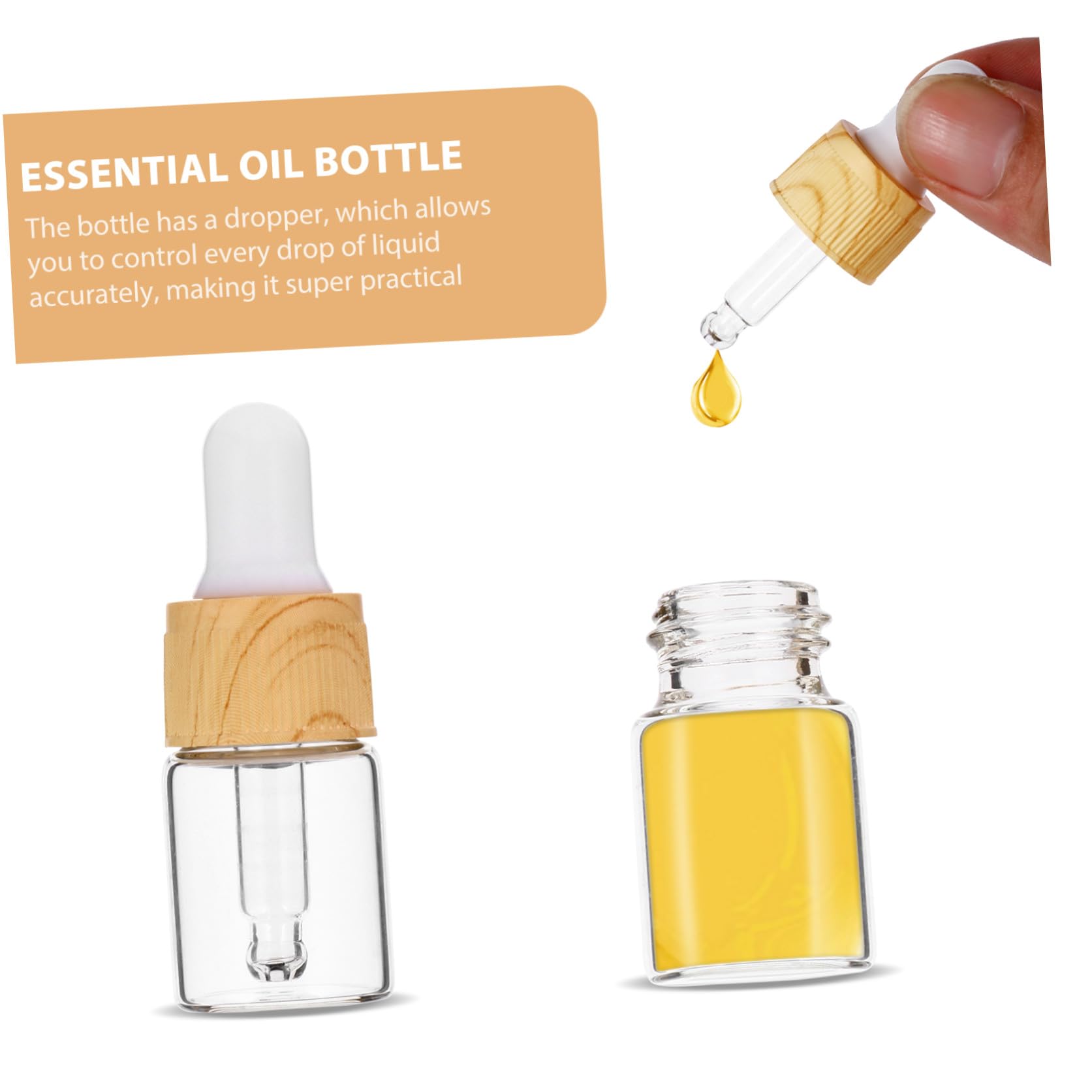 Healeved Stk Glastropfer mit Holzmaserung Flüssigkeitsspender Mini-Sprühflasche refillable perfume bottle glasflasche mit pipette Sprühflaschen für Haare Sprühflaschen zum Beschlagen