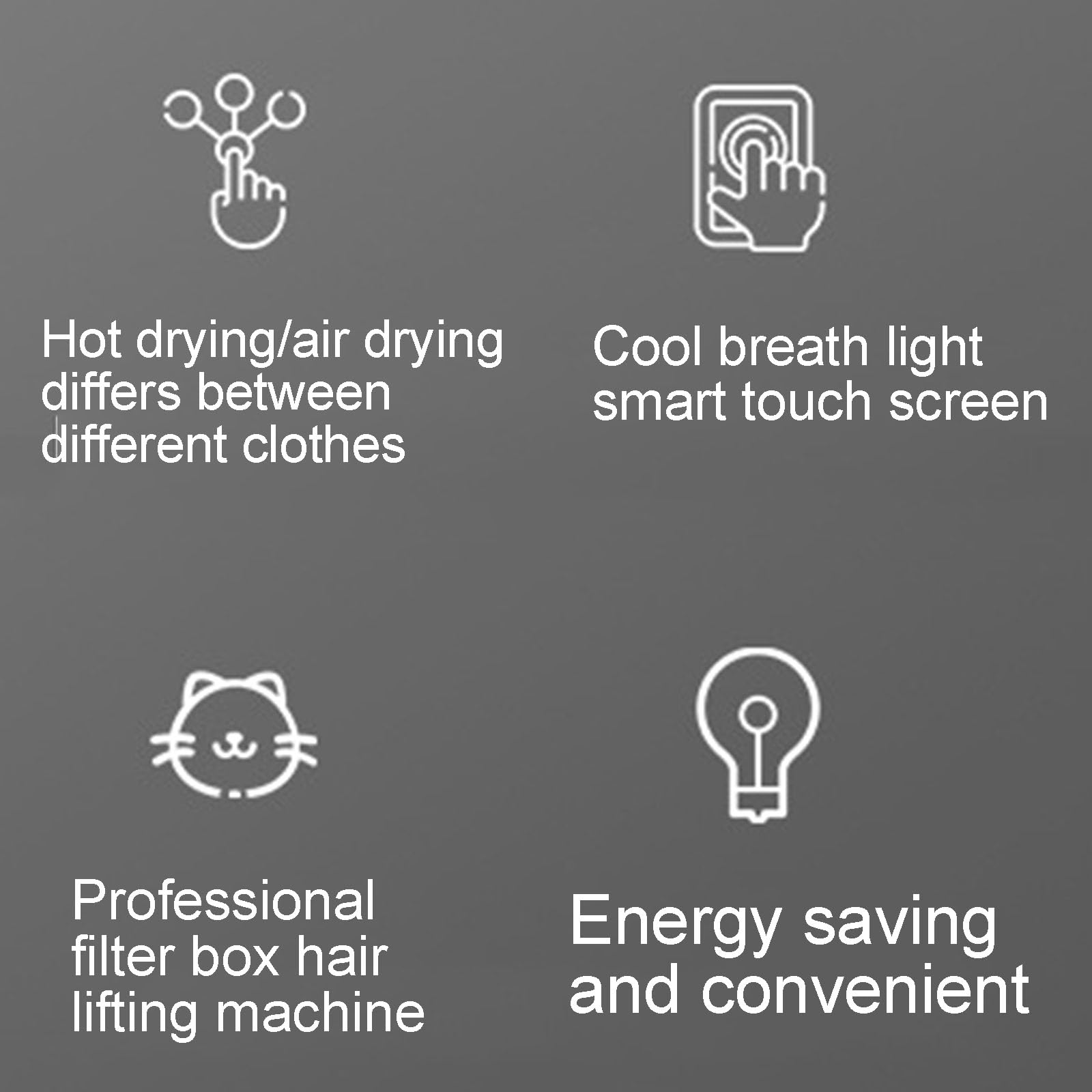 Suszarka bębnowa, szybkoschnący cykl 30 minut, inteligentne sterowanie ekranem dotykowym, cicha konstrukcja do wszechstronnego użytku domowego