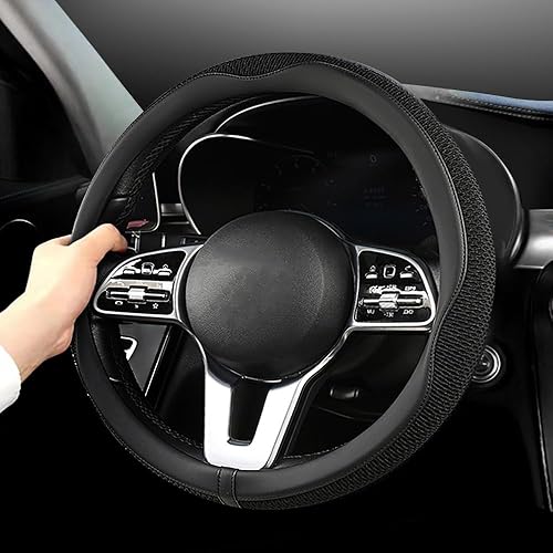 Miniatura 2 de LIKEWEI - Funda para el volante universal de 15 pulgadas de diámetro, tela de cuero de microfibra con tecnología transpirable, cómoda,