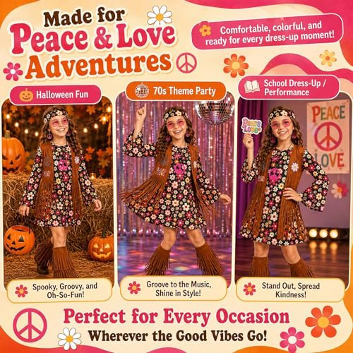 Disfraz de niña hippie años 60s 70s miniatura 5