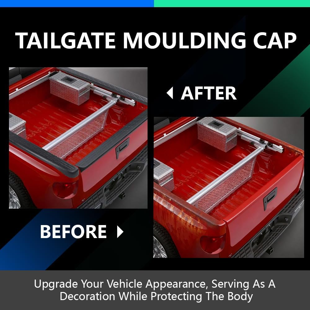 G-PLUS Tailgate Cover Cap, Compatible with 2004-2012 Nissan Titan Pickup 934867S200, 93486-7S200 Top Protector Trim Molding ABS Plastic 63.66" Length