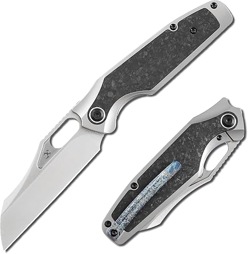 KANSEPT Tuckamore K1052A1 - Cuchillos de bolsillo plegables de 8.12 pulgadas con material satinado CPM 20CV de 3.54 pulgadas y mango de fibra de