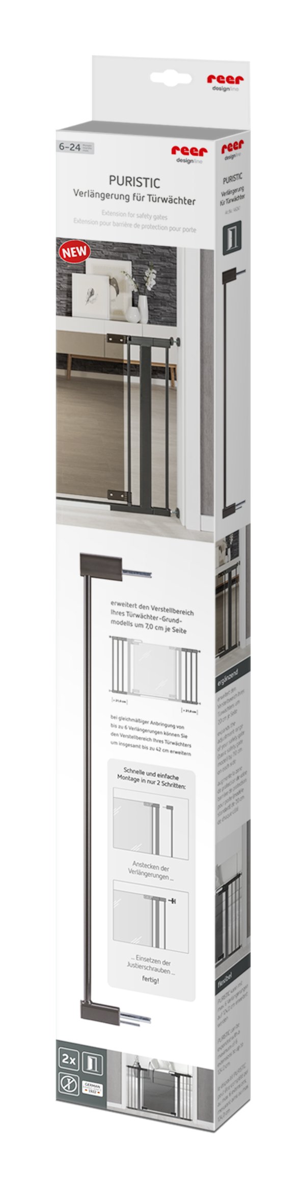 reer 46041 Verlängerung für Türwächter "PURISTIC", grau