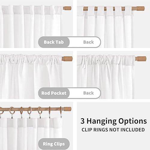 Miniatura 5 de BGment Cortinas de lino de 72 pulgadas de largo, 2 paneles, cortinas largas con pestaña trasera para sala de estar, cortinas de arpillera