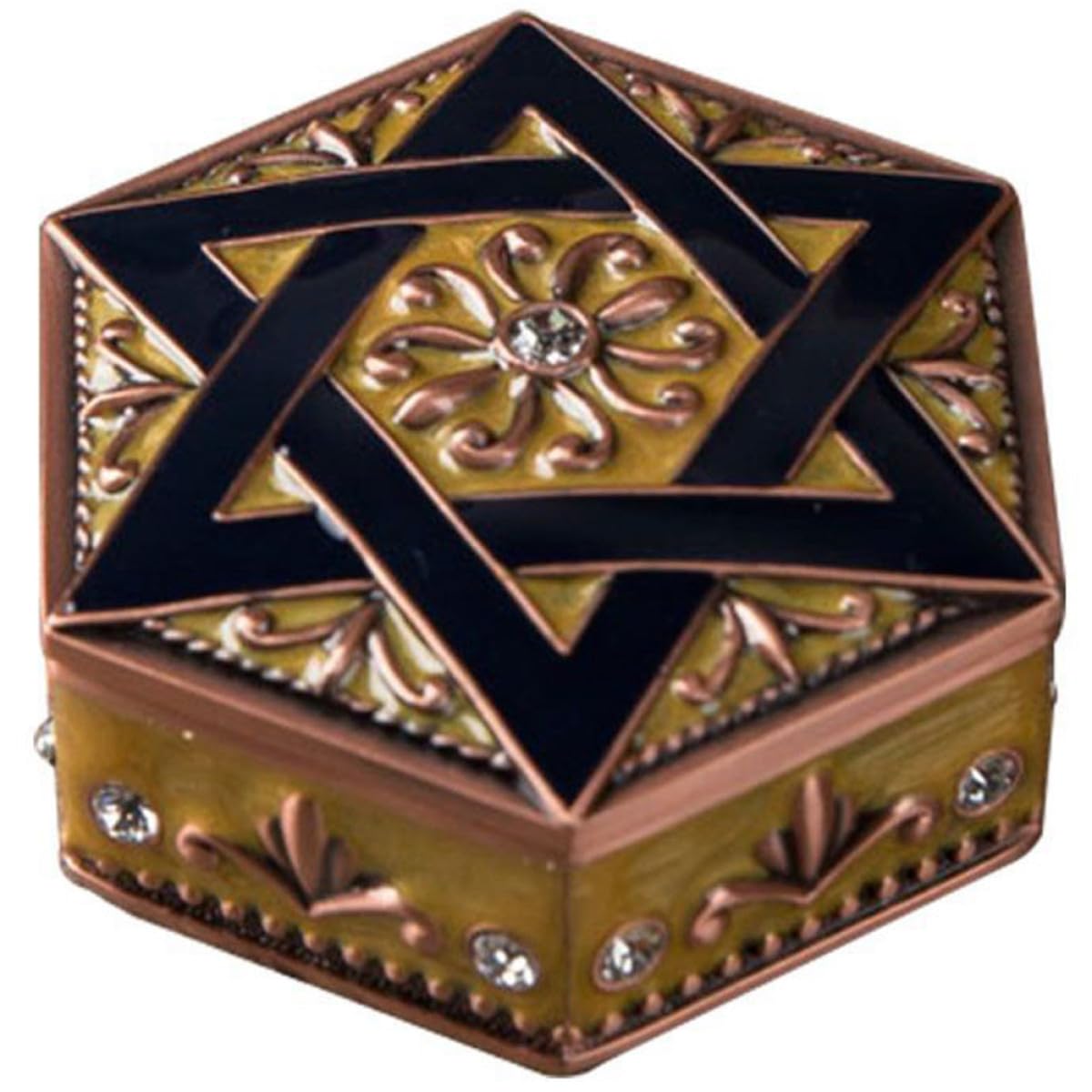 Lshtshf-ou Hexagon Vintage Shape Metal Jewelry Box With Rings And Trinket Storage Decorative Case For Home Décor