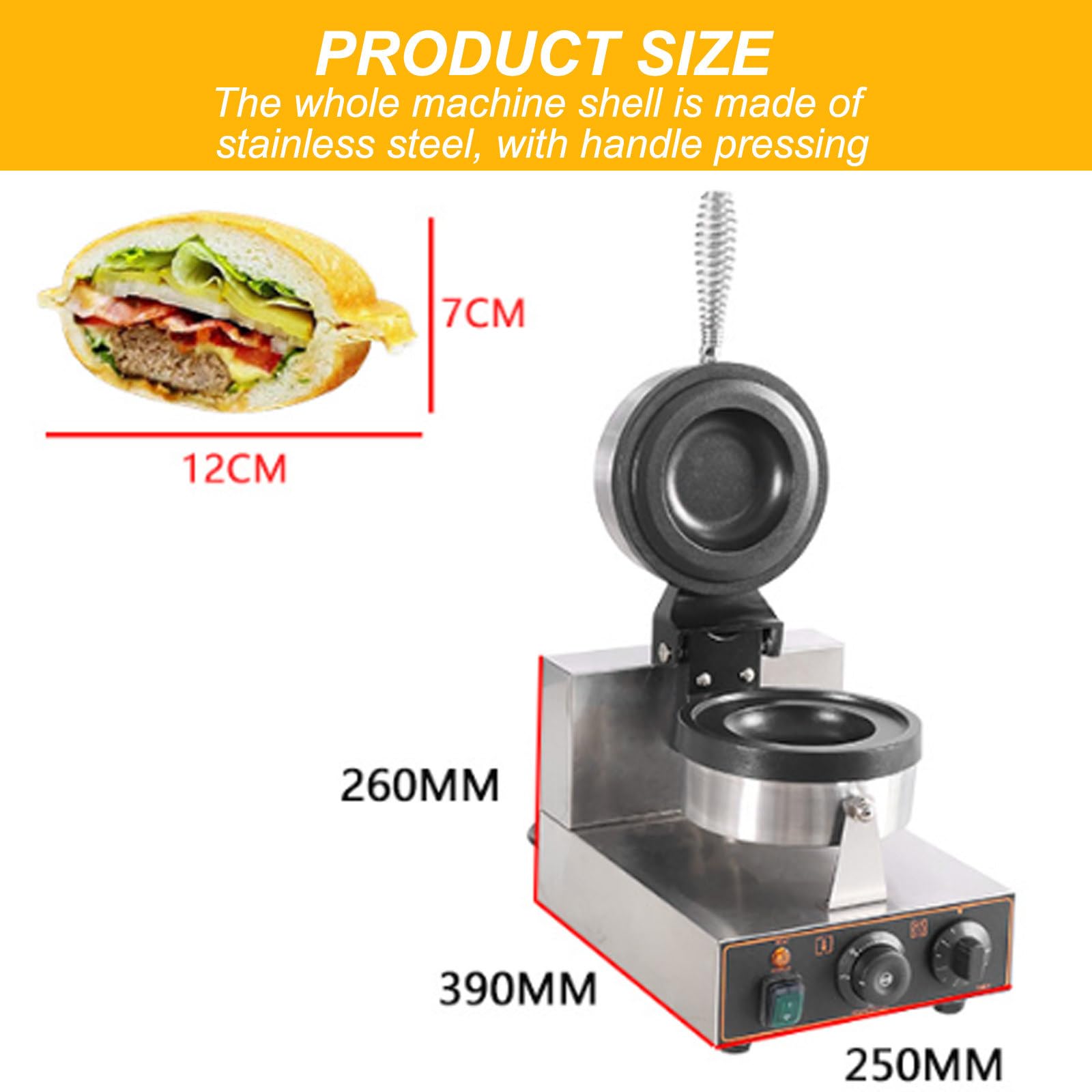 Pressa per Sandwich Riscaldante Bifacciale, Macchina per Hamburger con Ripieno di Gelato, Macchina Elettrica per Panini, per Uso Domestico O Commerciale,220V
