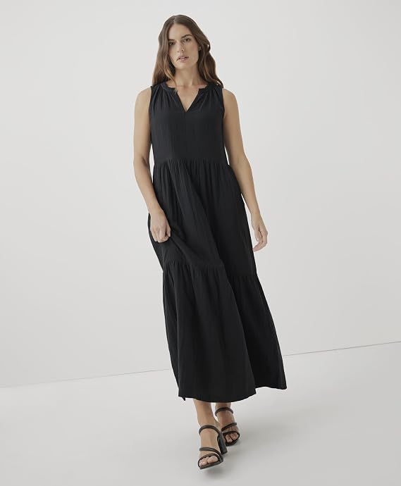 Pact Organic Cotton Women's Ruffled Maxi Dress